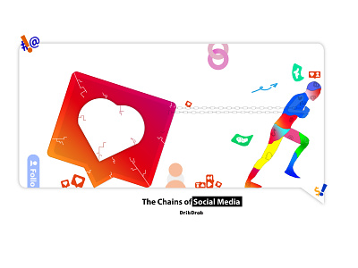 Chains Of Social Media 2022 adobe illustrator behance chained chains design dribdrab for sale heart like like button minimal person redbubble shop social media chains support texting walking weight