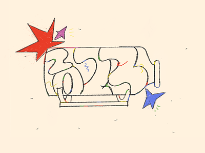 2023, A New Year 2023 2d adobe fresco adobe illustrator art artwork bottle celebration color colours crayon doodle dribdrab fireworks flat illustration line drawing minimal new year sketch