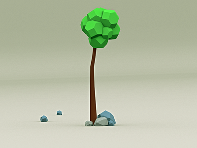 Low Poly Landscape 3d illustration landscape low poly lowpoly render stone tree wood