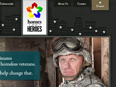 Homes for Our Heroes WIP brown charity dark donate green military rainbow soldier