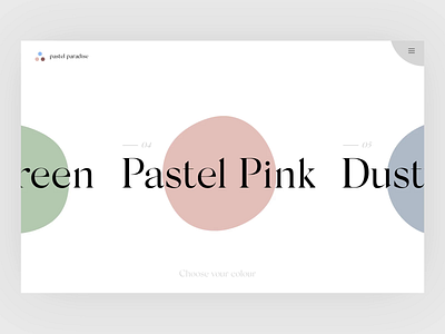 Colour Selector - Pastel Paradise clean interface minimal pastel serif simple travel typography ui ux web web design website