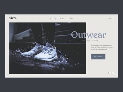 Vivre - Outwear Lookbook clean design fashion header interface minimal serif simple trainers transitions typography web web design website