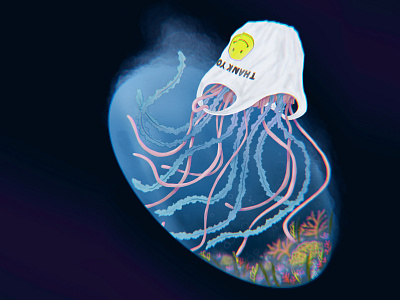 Thank you illustration jellyfish nature plastic bag plastic pollution pollution procreate sealife thank you