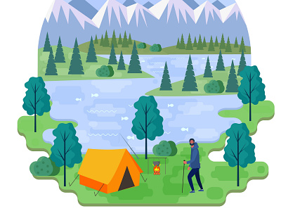 Summer camping vector illustration adventure camp design forest graphic hiking illustration mountain nature summer tent tourism travel vacation vector