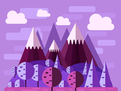 Landscape with lake  mountains  trees  vector