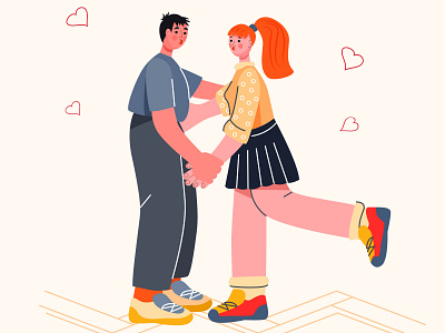 Couple in love vector cartoon design flat illustration vector