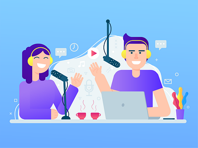 Happy Podcast design gradient graphicdesign illustraion illustrator podcast simple design vector illustration