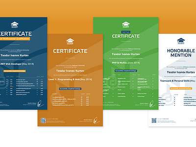 Certificates for Software University certificate diploma education pre-press print softuni university
