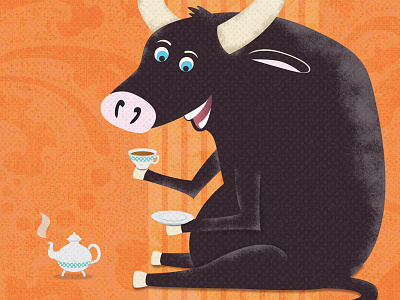 All The Bulls Illustration bull illustration mixed metaphors tea texture