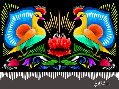 Rickshaw Painting Symmetrical Bird