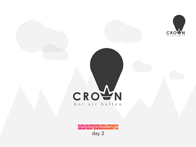 Day-2 | Crown | Hot Air Balloon Logo | #dailylogochallenge air balloon banding design daily logo challenge flat icon logo logo design minimal typography