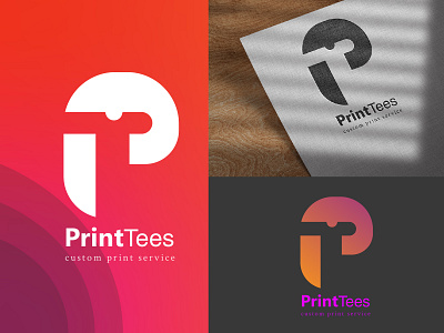 PrintTees Custom Print Services Logo branding design icon logo logo design minimal typography vector
