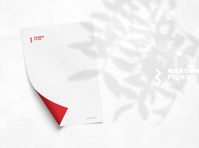 MAROON FILMS Branding Project header logo red and white stationery design