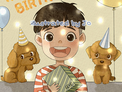 Happy Birthday - Custom Illustration of Little Boy baby character cute drawing illustration people procreate