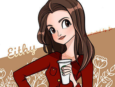 Coffee Chat? - Custom Illustration character drawing girl illustration people procreate