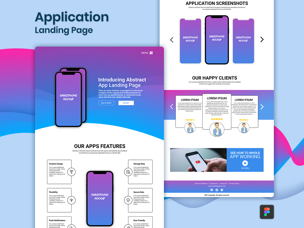Mobile Application Landing Page Design Template by Uptechies on Dribbble