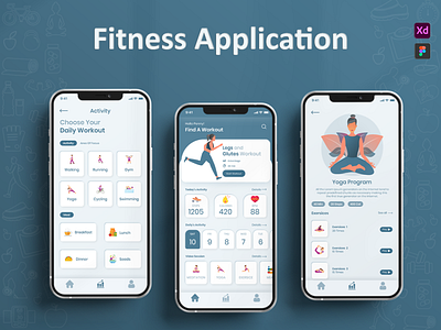 Fitness Application Design Template fitnessapp iosdesignstemplates mobileappdesign