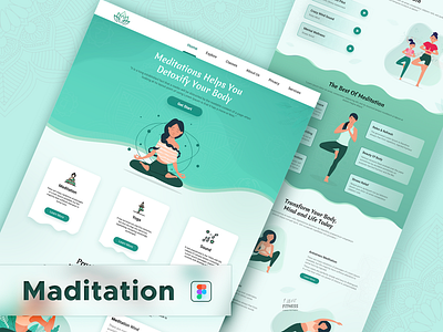 Meditation Information Landing Page graphics designs landingpagedesign meditationinfo webpagedesigns webtemplates