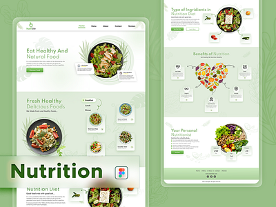 Nutritions Landing Page Design Template figma designs graphics design healthy food landing page design marketing nutrition ui ux design webpage