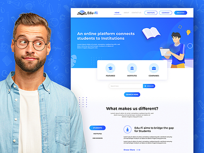 Edu-Fi Institute Finder Landing Page Design Template education figma designs flow institute finder landing page design uiux uiuxdesign webtemplates