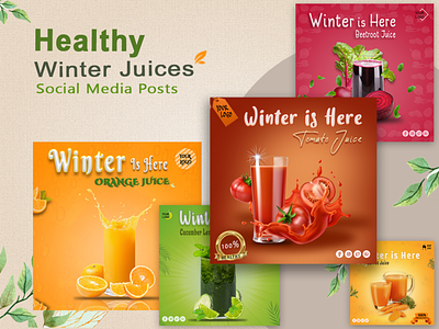 Healthy Winter Juices Posts Templates graphics healthy juices media offers posts social social media posts winter