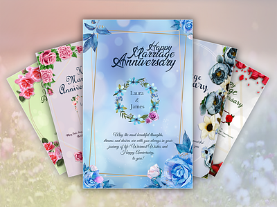 Marriage Anniversary Wishes Flyer Templates - 2 anniversary cards designs flyers graphicsdesign templates uiuxdesigns wishes
