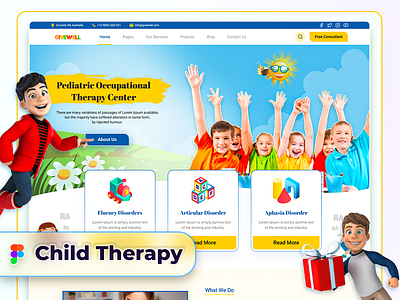 Child Therapy Landing Page Design child graphics designs landing page templates landingpagedesign therapy uiux design