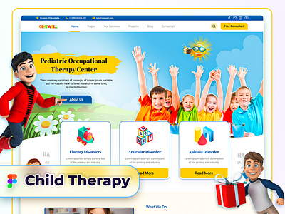 Child Therapy Landing Page Design child graphics designs landing page templates landingpagedesign therapy uiux design