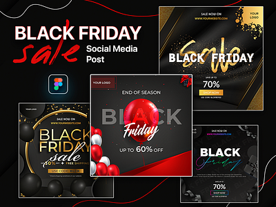 Black Friday Sale Social Media Post Design black friday graphics media offers posts sale social social media posts