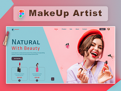 Makeup Products E-Commerce Site Hero Section e commerce herosection makeup products sites uiux design webtemplates