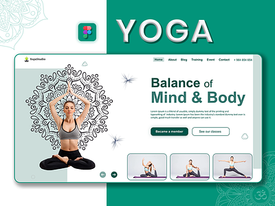 Yoga Studio Hero Section graphics design herosection meditation studio uiux design webtemplates yoga