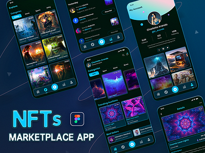 NFTs Marketplace Application Design application templates graphics designs marketplace mobileapplication nfts uiux design