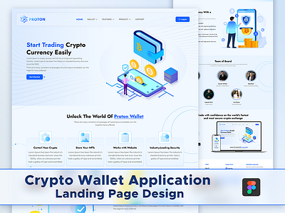 Crypto Wallet Application Landing Page Design application crypto graphics designs landing page templates landingpagedesign uiux design wallet