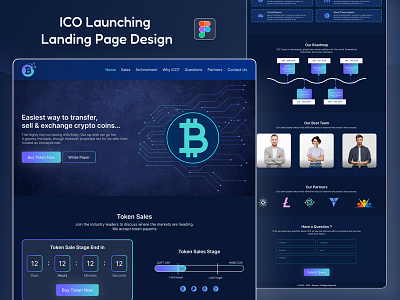 ICO Launching Landing Page Design crypto figma ico icolaunch landingpagedesign responsivedesign uiux webdesign