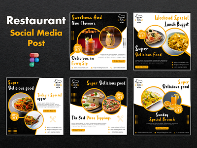 Restaurant Social Media Post Design Templates designing foods graphics design highlights marketing media offers post restaurants social