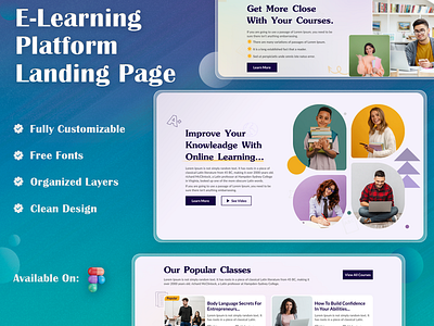 E-Learning Platform Landing Page Design by Uptechies on Dribbble