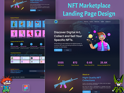 NFT Marketplace Landing Page Design crypto crypto currency graphics designs landing page templates landingpagedesign marketplace nfts uiux design unique