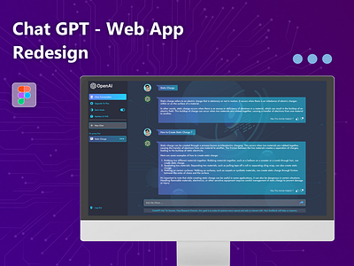 Chat GPT - Web App Redesign challenge chat gpt design figma graphicdesign layouts openai redesign uikit uiux webapp