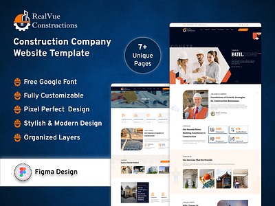 RealVue Constructions Company Website Design Figma UI Kit