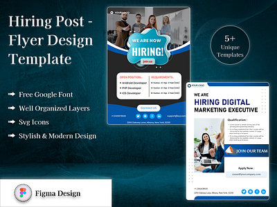 Hiring Post Flyer Design Templates agencies corporates figma design graphic design hiring hiring employees hiring position hiring post ui kit vanacy post