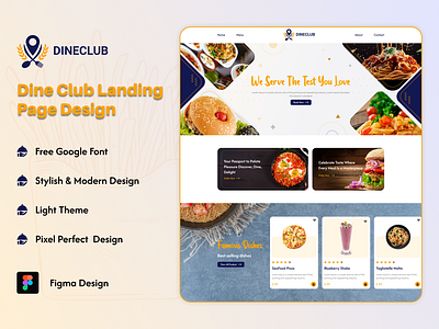 Dineclub Restaurant Landing Page Design