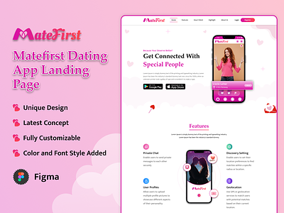 Mate First - Dating Application Landing Page