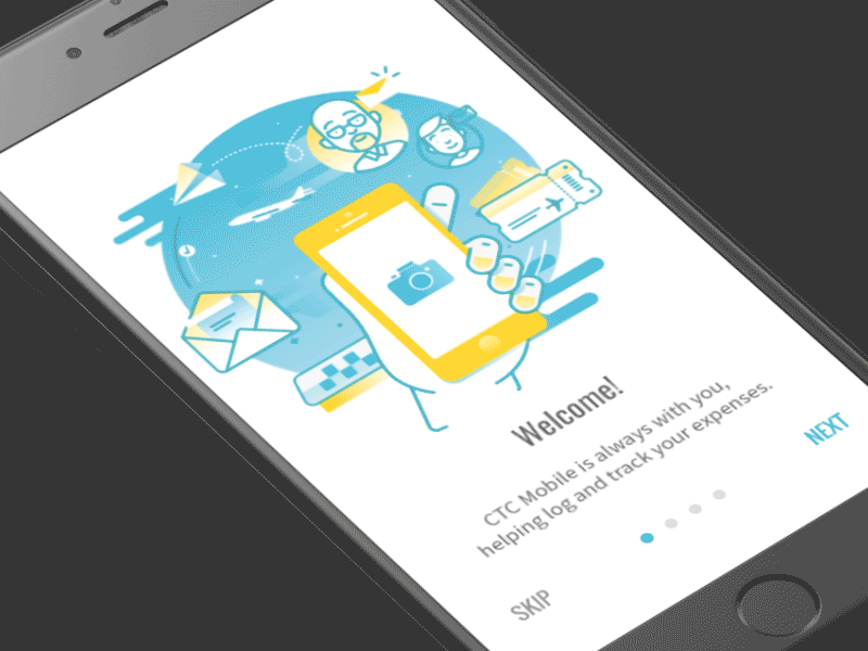 Onboarding of the expense-tracking app illustration mobile onboarding