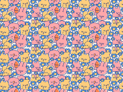 animals and flowers pattern adobe photoshop clip studio paint cute illustration pattern