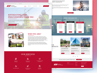 Estimating and Pre-construction Inc. adobe xd design mockup design ui ux website design
