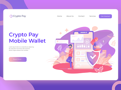 Website Landing Page For Crypto Currency Wallet adobe xd design mockup design ui ux website design