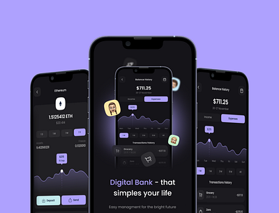 Neobank app (Dark version) app bank branding graphic design ui ux