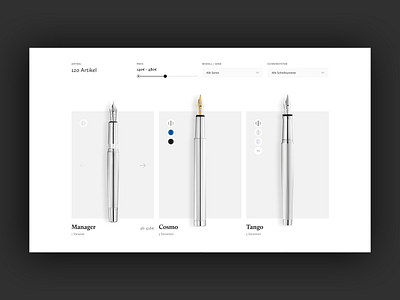 WIP Product Overview for a pen manufacturer