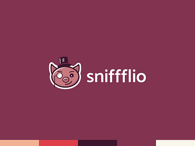 sniffflio logo branding comic hat identity logo monocle pig side project simple sniffflio