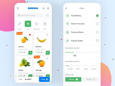 Edeka App UI/UX Design appdesign delivery app delivery service prototype uiux uiuxdesign uiuxdesigner